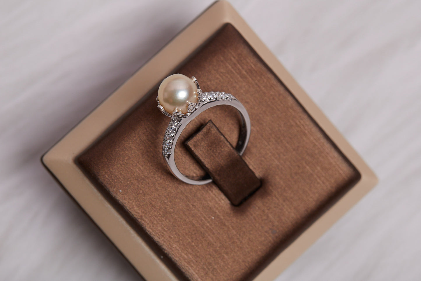 Champagne Akoya Pearl 925 Sterling Silver Ring