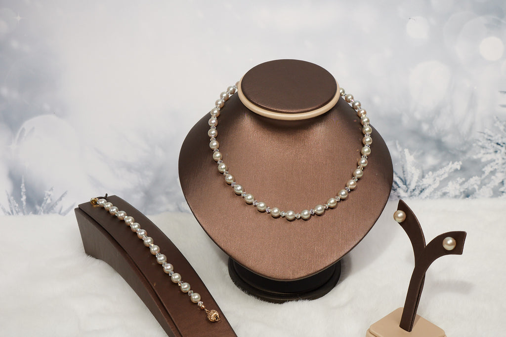 AKOYA PEARL WITH CRYSTAL BEAD SETS