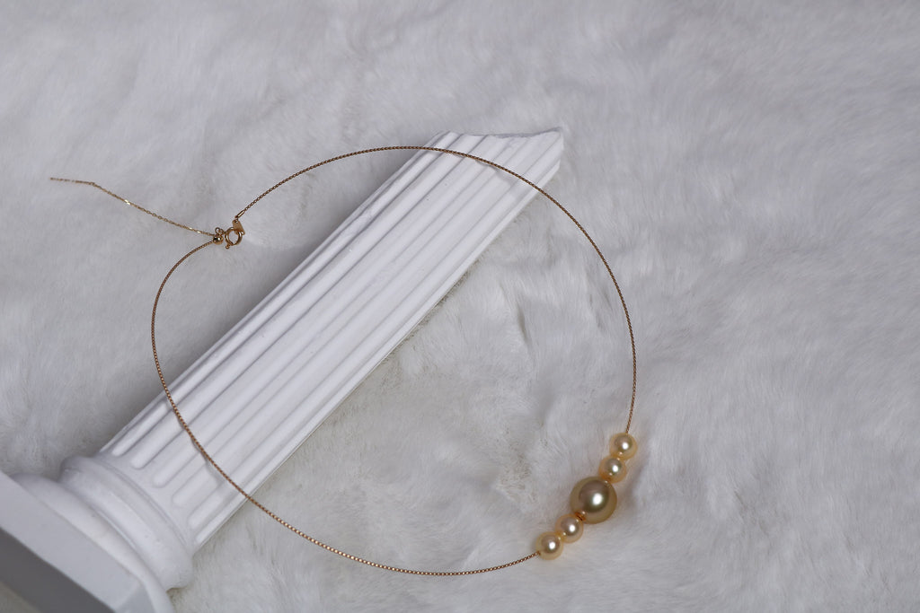Golden South Sea Pearl and Golden Japanese Akoya Pearl Necklace