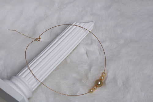 Golden South Sea & Akoya Pearl Necklace in 18K Yellow Gold