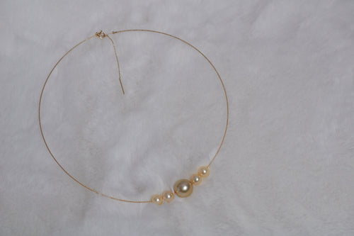 Golden South Sea & Akoya Pearl Necklace in 18K Yellow Gold