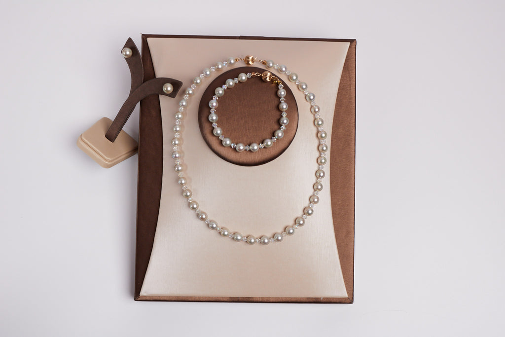 AKOYA PEARL WITH CRYSTAL BEAD SETS