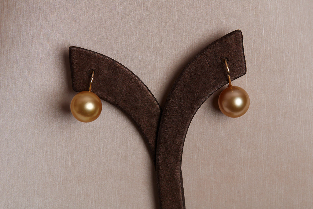 GOLDEN SOUTH SEA PEARL SHEPHERD HOOK EARRINGS
