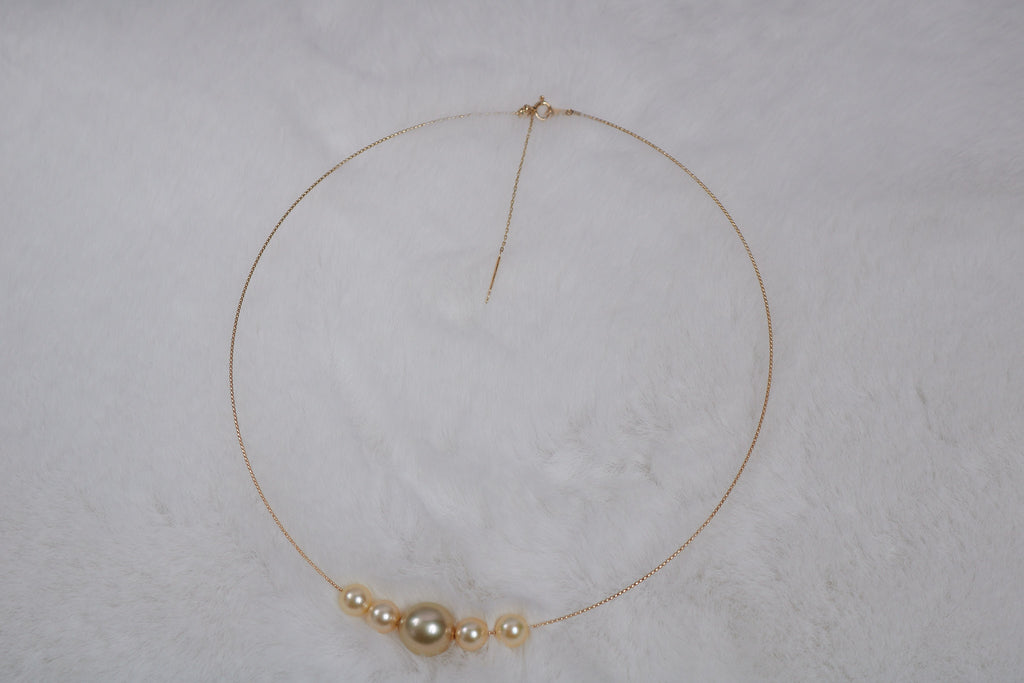 Golden South Sea Pearl and Golden Japanese Akoya Pearl Necklace