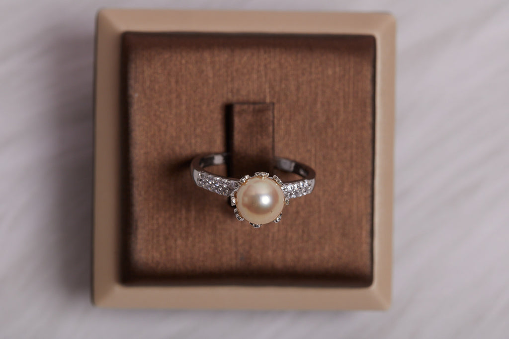 Champagne Akoya Pearl 925 Sterling Silver Ring
