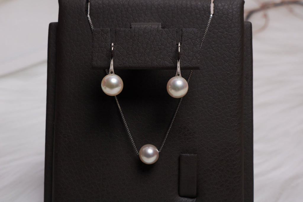 White Akoya Pearl with S925 Silver Minimalist set