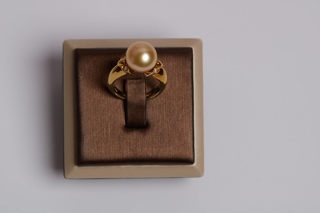 GOLDEN SOUTH SEA PEARL AND DIAMOND RINGS