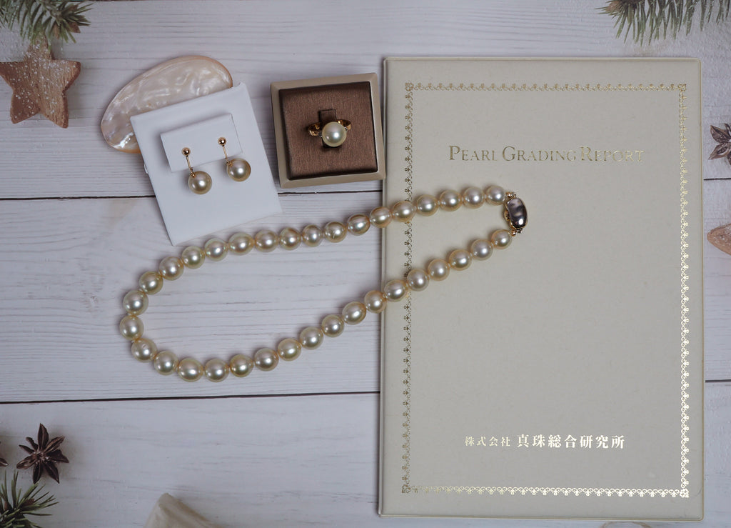 LIGHT GOLDEN DROP SOUTH SEA PEARL SET