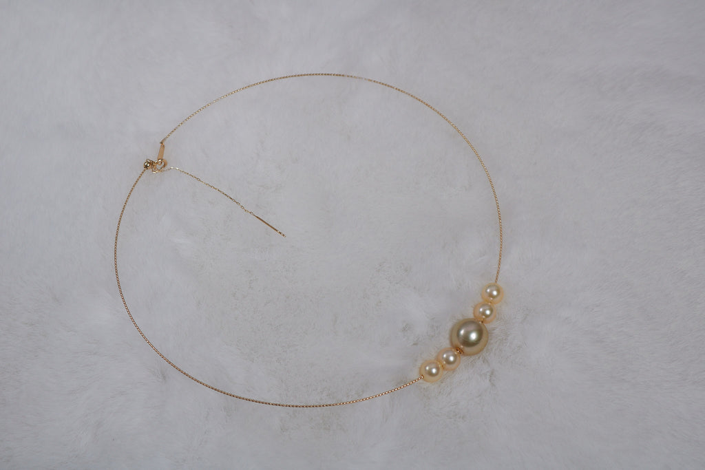 Golden South Sea Pearl and Golden Japanese Akoya Pearl Necklace