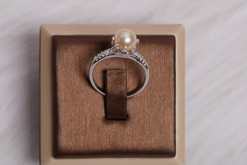 Champagne Akoya Pearl 925 Sterling Silver Ring