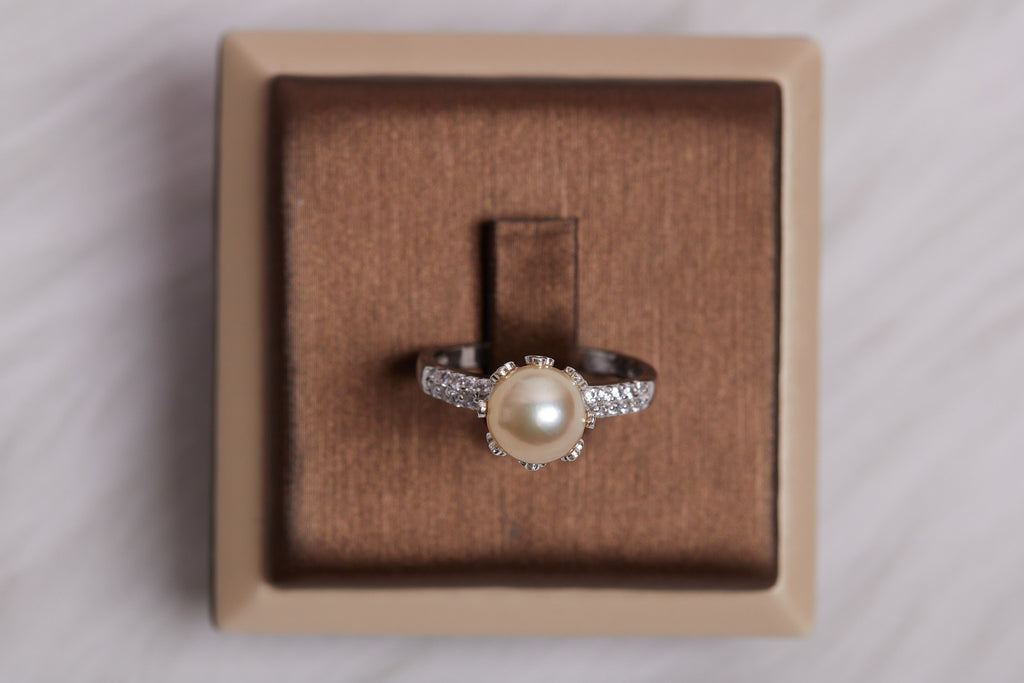 Champagne Akoya Pearl 925 Sterling Silver Ring
