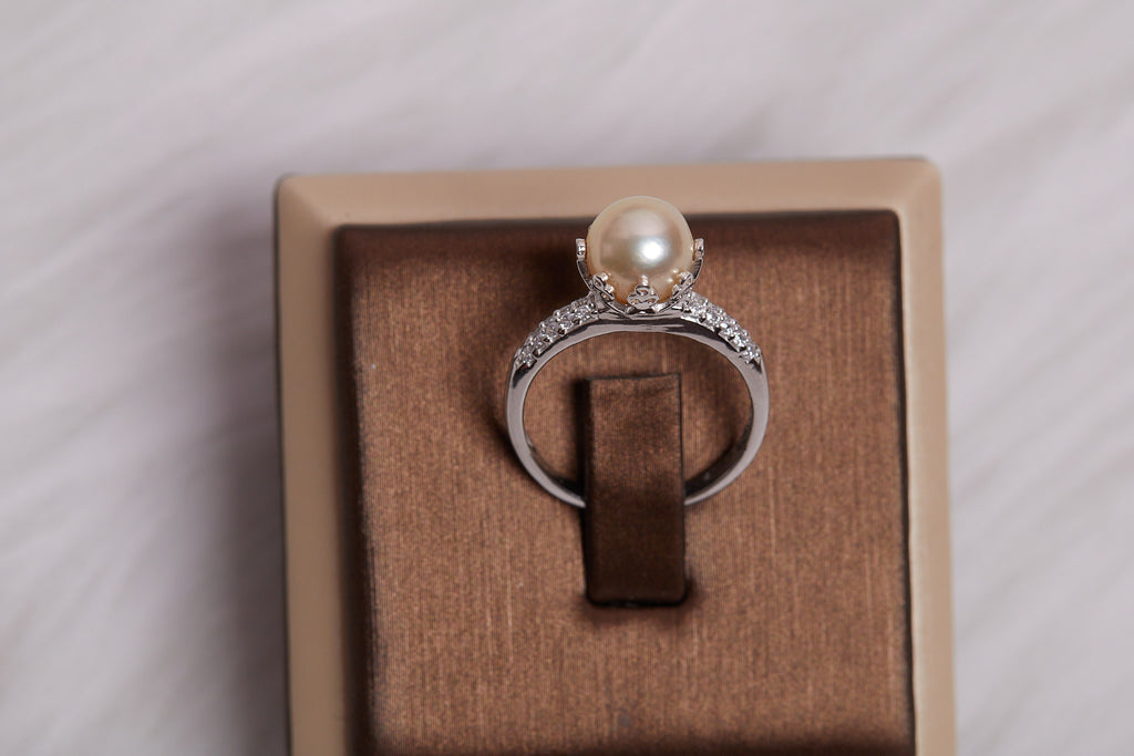 Champagne Akoya Pearl 925 Sterling Silver Ring