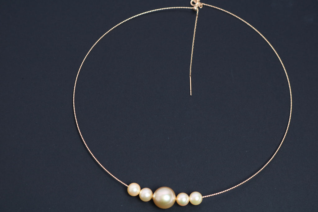 Golden South Sea Pearl and Golden Japanese Akoya Pearl Necklace