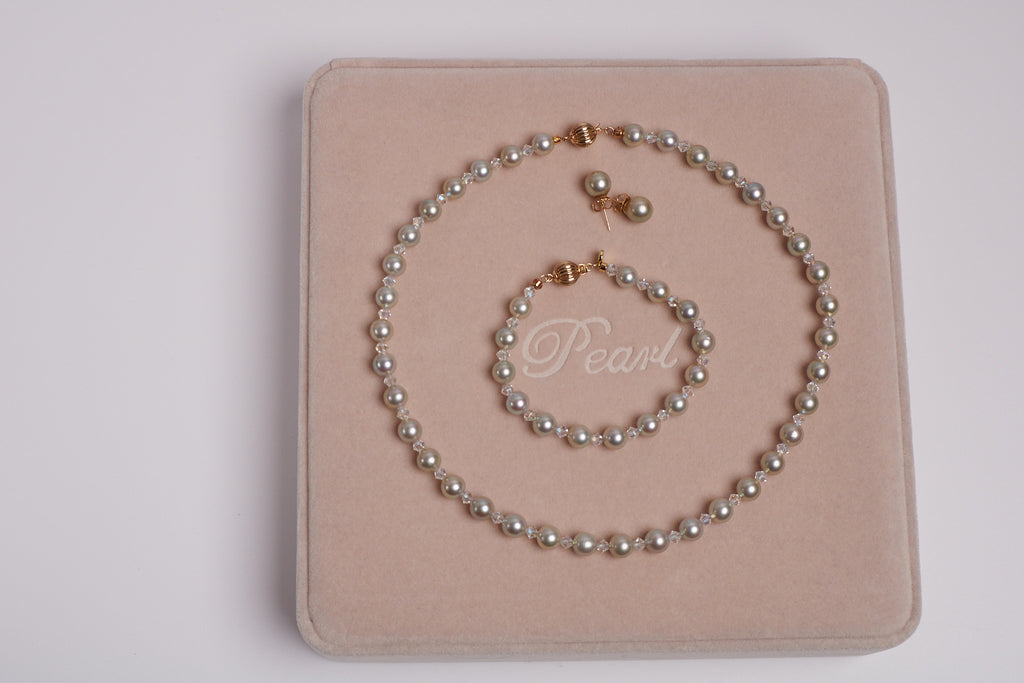 AKOYA PEARL WITH CRYSTAL BEAD SETS
