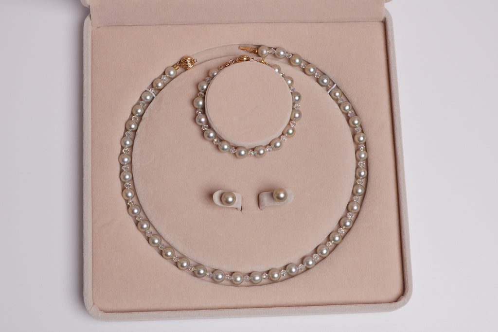 AKOYA PEARL WITH CRYSTAL BEAD SETS