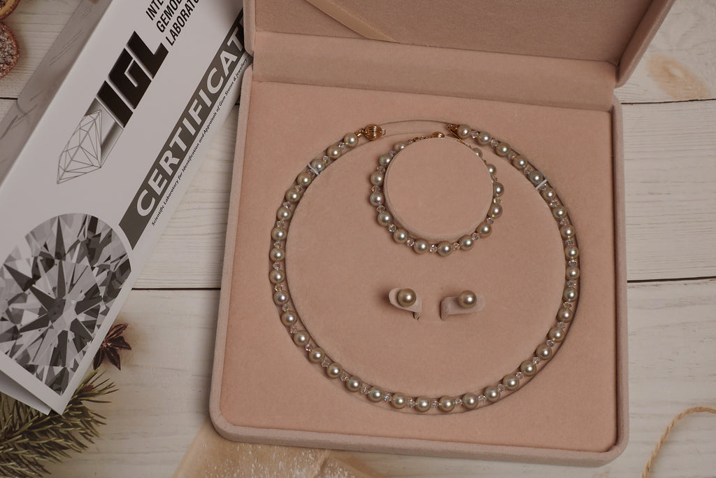 AKOYA PEARL WITH CRYSTAL BEAD SETS