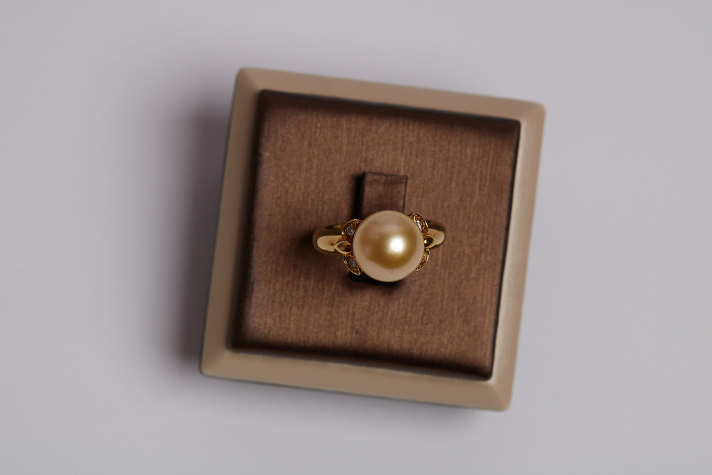GOLDEN SOUTH SEA PEARL AND DIAMOND RINGS