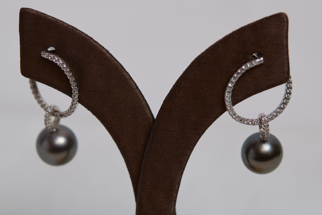 Tahitian Pearls 925 Silver Tahitian Pearls Earrings, Black Pearl, Seawater Pearls, Gift for Her, Gift Idea, Anniversary Gift