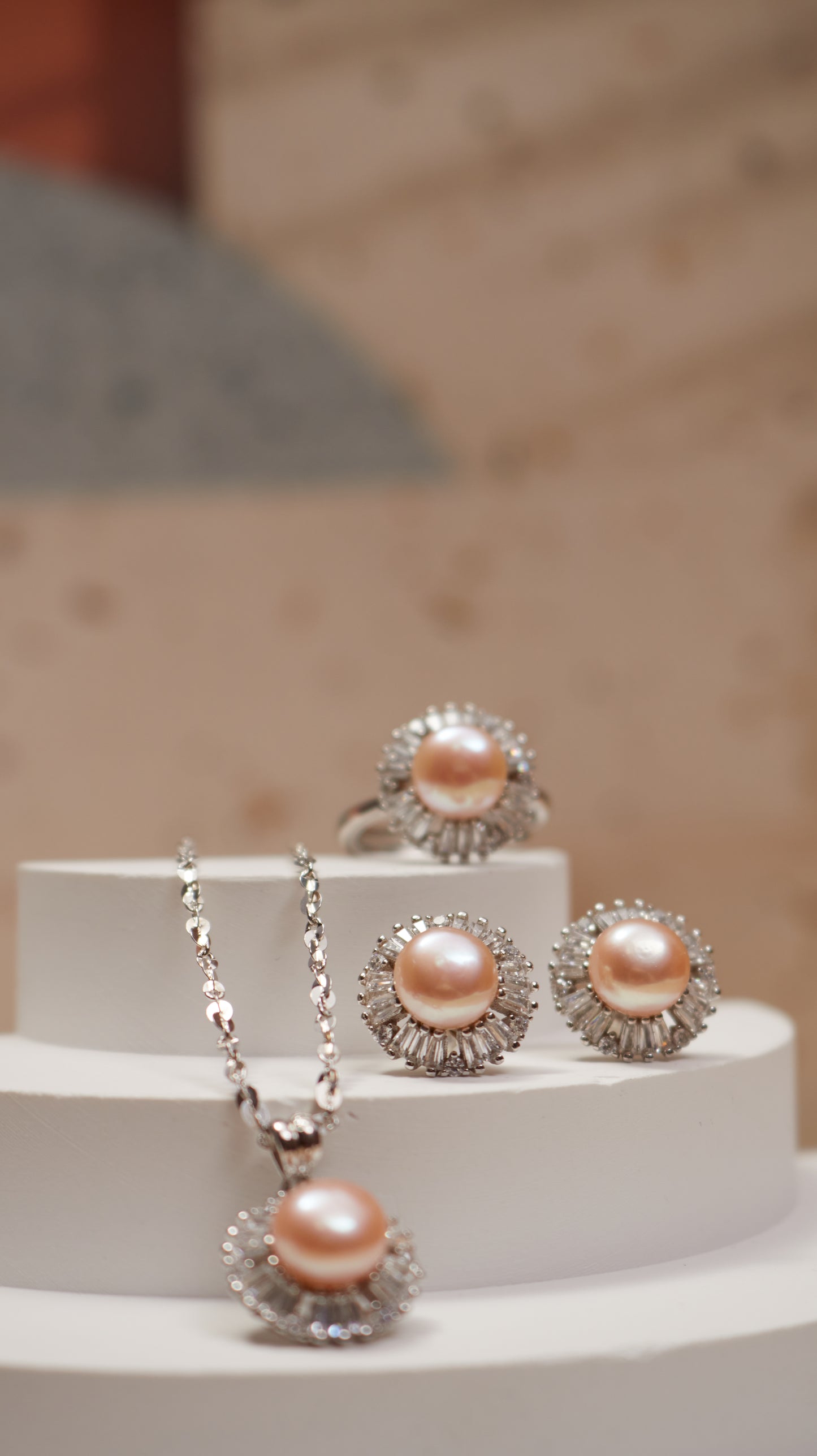 ORANGCE COLOR FRESHWATER PEARL SET