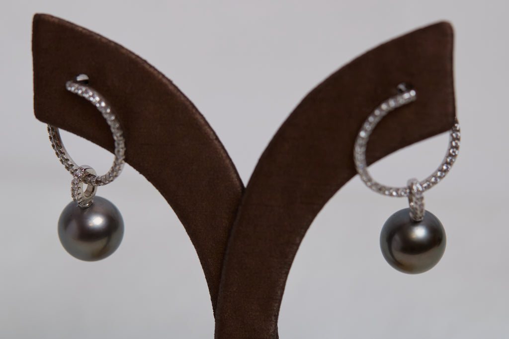 Tahitian Pearls 925 Silver Tahitian Pearls Earrings, Black Pearl, Seawater Pearls, Gift for Her, Gift Idea, Anniversary Gift