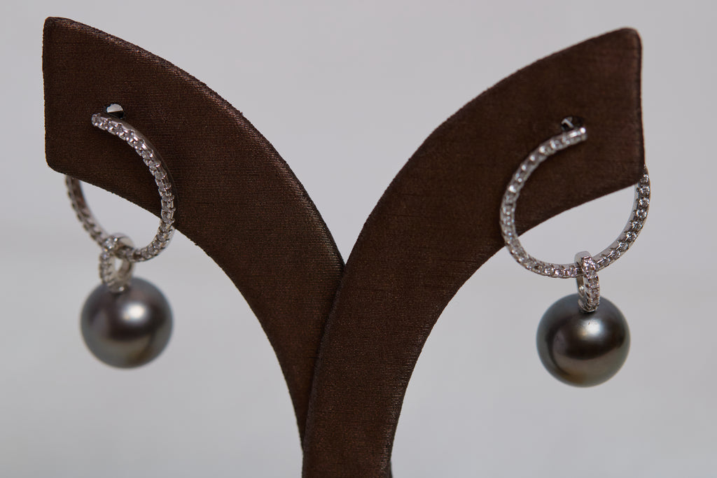 Tahitian Pearls 925 Silver Tahitian Pearls Earrings, Black Pearl, Seawater Pearls, Gift for Her, Gift Idea, Anniversary Gift