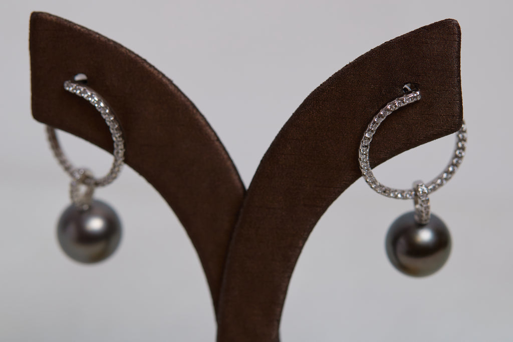 Tahitian Pearls 925 Silver Tahitian Pearls Earrings, Black Pearl, Seawater Pearls, Gift for Her, Gift Idea, Anniversary Gift