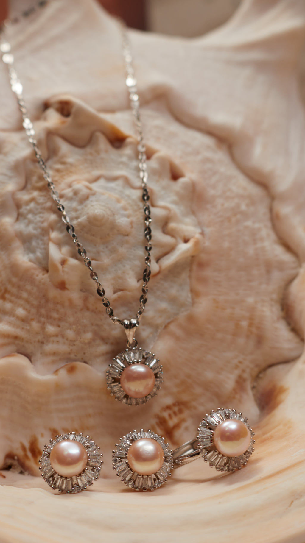 ORANGCE COLOR FRESHWATER PEARL SET