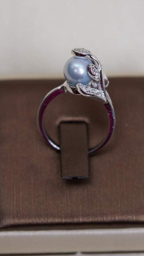 Akoya Pearl Ring Sterling Silver Ring