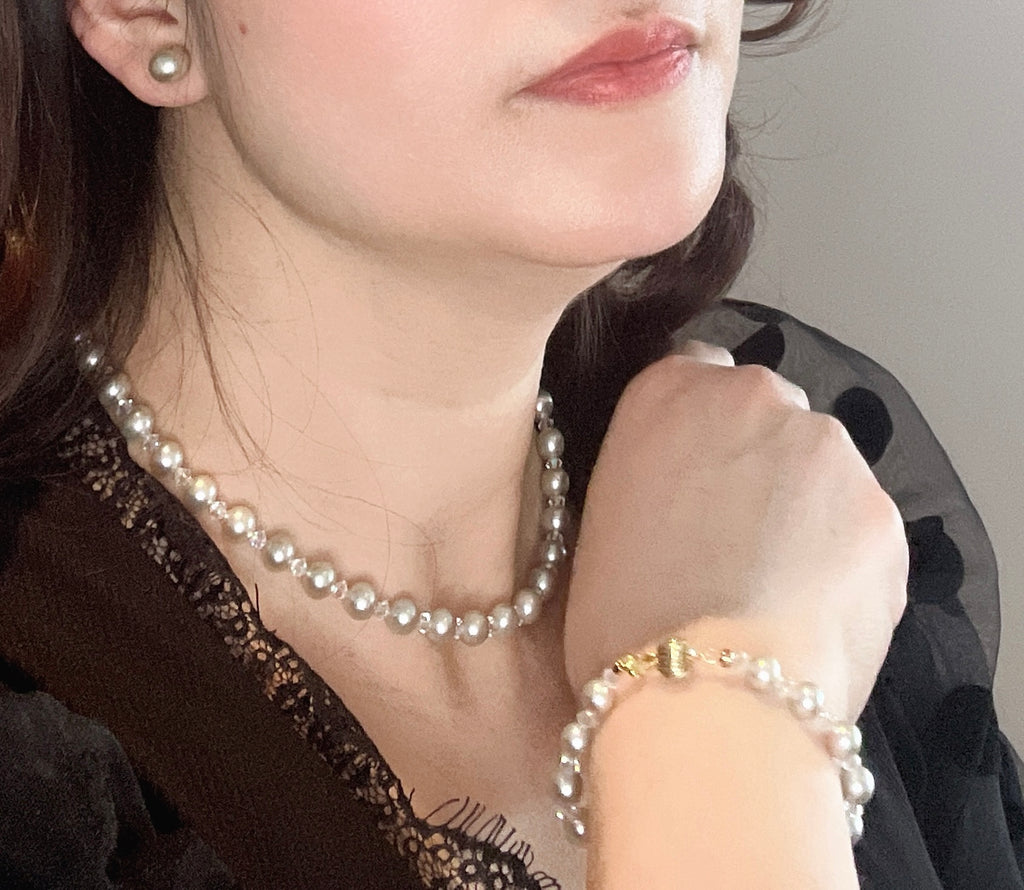AKOYA PEARL WITH CRYSTAL BEAD SETS